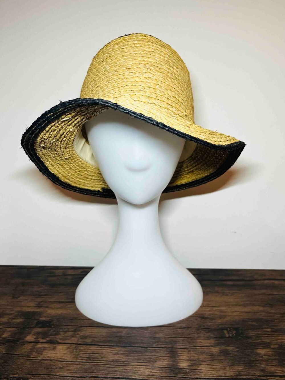 Zara Natural Straw Hat Black Trim